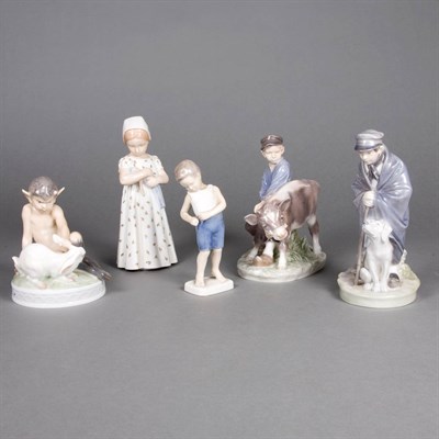Lot 143 - Group of Five Danish Porcelain Figures Height...