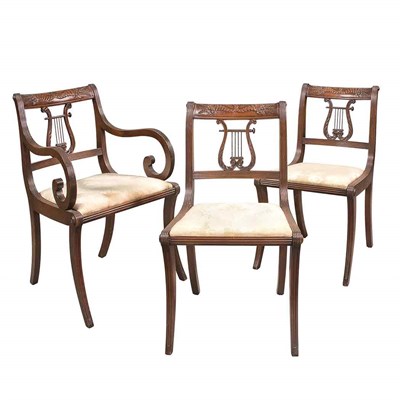 Lot 189 - Set of Six Regency Style Mahogany Dining Chairs