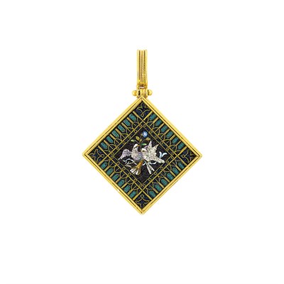Lot 650 - Antique Gold and Micromosaic Pendant