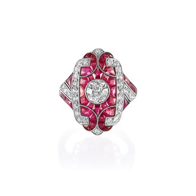 Lot 590 - Platinum, Diamond and Ruby Ring