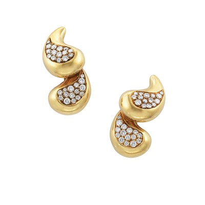 Lot 479 - Pair of Gold and Diamond Earclips, Marina B