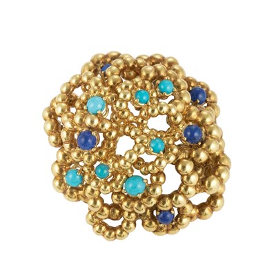 Lot 43 - Gold, Turquoise and Lapis Brooch, Tiffany & Co.