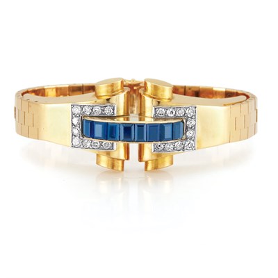 Lot 166 - Gold, Platinum, Sapphire and Diamond Bracelet, Boucheron