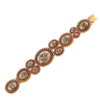 Lot 652 - Antique Gold and Micromosaic Bracelet
