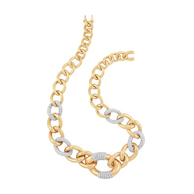 Lot 473 - Two-Color Gold and Diamond Necklace