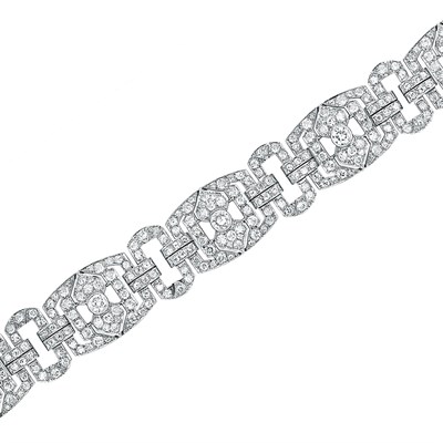 Lot 628 - Art Deco Platinum and Diamond Bracelet