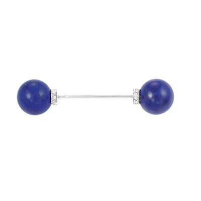 Lot 604 - Art Deco Platinum, Lapis and Diamond Jabot, Cartier