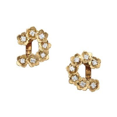 Lot 437 - Pair of Gold and Diamond Earclips, Cartier