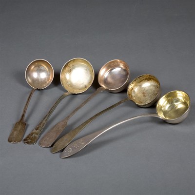 Lot 164 - Group of Five Continental Silver Ladles Total...