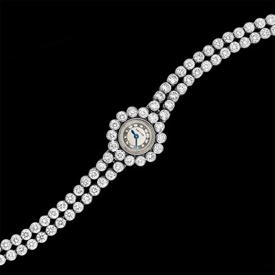 Lot 558 - Platinum and Diamond Bracelet-Watch, Cartier