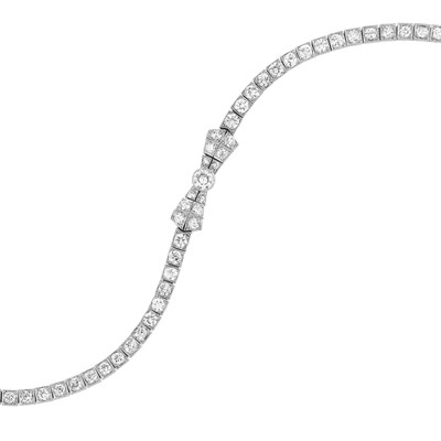 Lot 559 - Art Deco Platinum and Diamond Bracelet