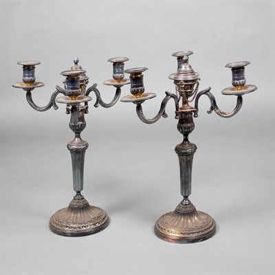 Lot 184 - Pair of Neoclassical Style Silver Plated Three-...