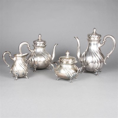 Lot 193 - German 800 Quality Silver Four-Piece Tea and...