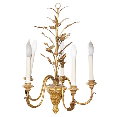 Lot 245 - Louis XV Style Gilt-Wood Five-Light Chandelier...