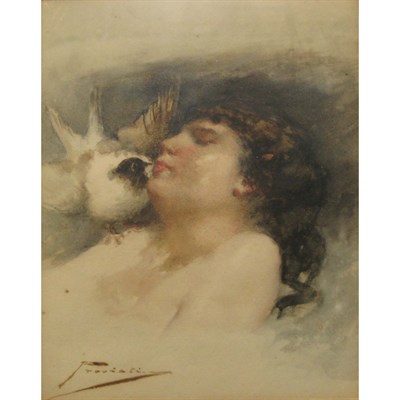 Lot 40 - Gaetano Previati Italian, 1852-1920 Woman with...