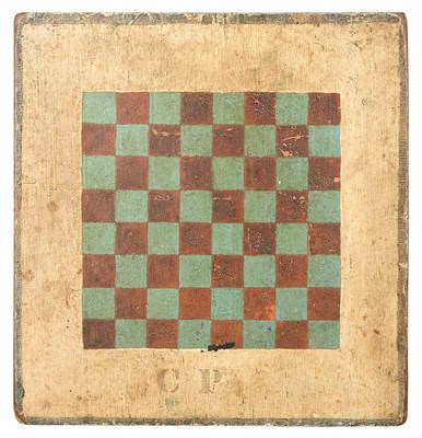 Lot 167 - Painted Wood Double-Sided Gameboard Early 20th...