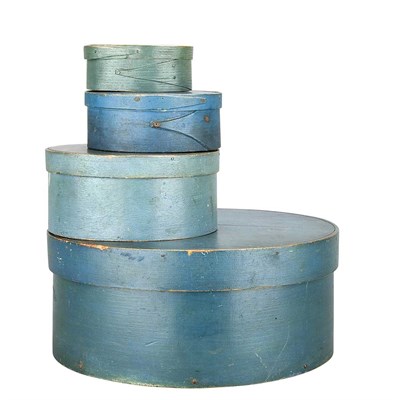 Lot 170 - Four Painted Bentwood Boxes Height of largest...