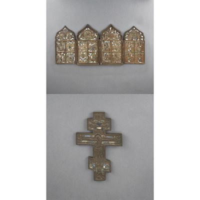 Lot 322 - Two Russian Gilt and Enameled Bronze Religious...