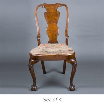 Lot 366 - Set of Four Queen Anne Style Mahogany Chairs