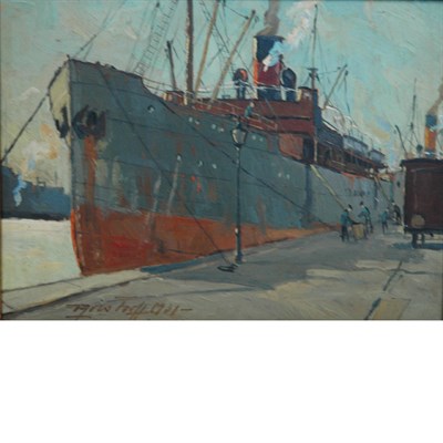 Lot 20 - Victor Qvistorff Danish, 1883-1953 Freighter,...
