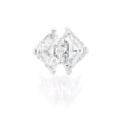 Lot 632 - Platinum and Two-Stone Diamond Ring
