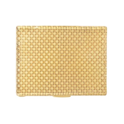 Lot 72 - Gold Basketweave Cigarette Case, Bulgari
