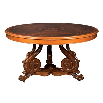 Lot 366 - Classical Style Inlaid Mahogany Dining Table...