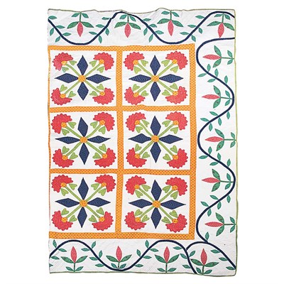 Lot 147 - Cockscomb Pattern Applique Show Quilt Circa...