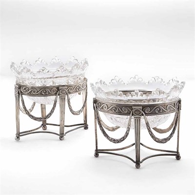 Lot 271 - Pair of English Silver and Cut Glass Sweetmeat...