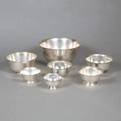 Lot 334 - Group of Seven Revere Style Sterling Silver...