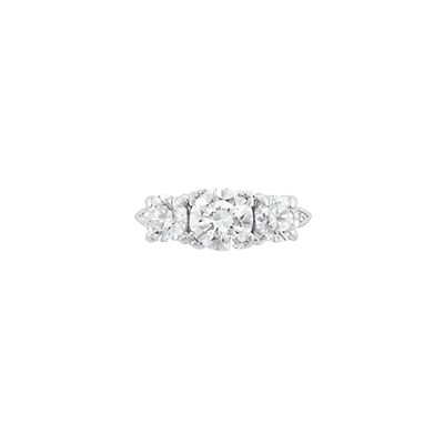 Lot 14 - Platinum and Three Stone Diamond Ring