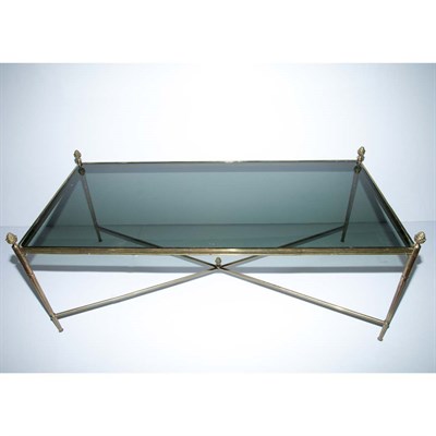 Lot 464 - Pair of Regency Style Glass Top Brass Low...