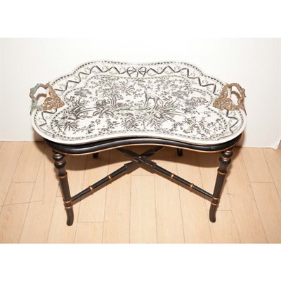 Lot 290 - Victorian Style Porcelain Tray on Stand Height...