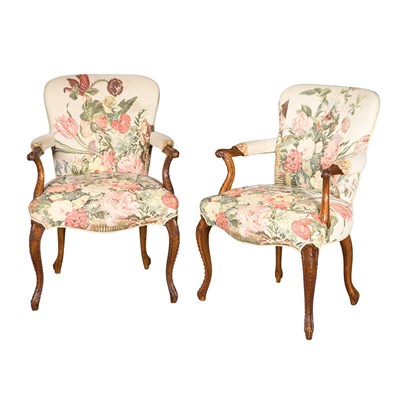 Lot 451 - Pair of George III Style Carved Mahogany...