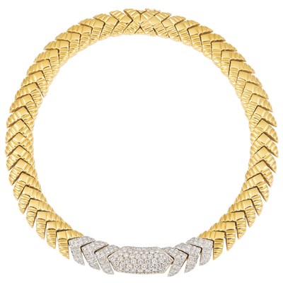 Lot 108 - Two-Color Gold and Diamond Necklace