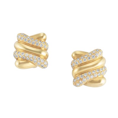 Lot 365 - Pair of Gold and Diamond Earrings, Angela Cummings