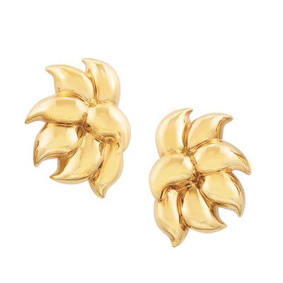 Lot 474 - Pair of Gold Flower Earclips, Verdura