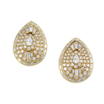 Lot 467 - Pair of Gold and Diamond Earclips, David Webb