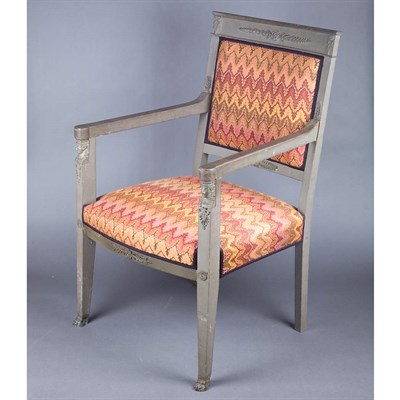 Lot 308 - Pair of Empire Style Painted Fauteuils