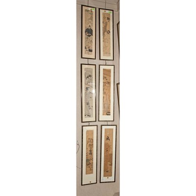 Lot 280 - Group of Six Japanese Pillar Woodblock Prints...