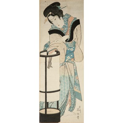 Lot 282 - Japanese Woodblock Print of Woman with a...