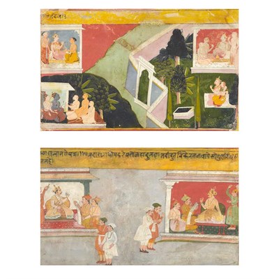 Lot 453 - Two Indian Paintings Figures in landscape and...