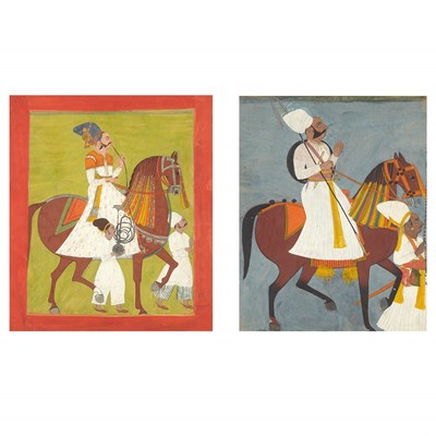 Lot 455 - Two Indian Equestrian Portraits of Nobles Each...