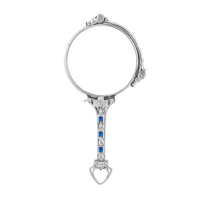 Lot 237 - Platinum, Sapphire and Diamond Lorgnette