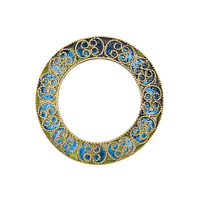 Lot 641 - Art Nouveau Gold and Plique-a-Jour Enamel Circle Brooch, Tiffany & Co.