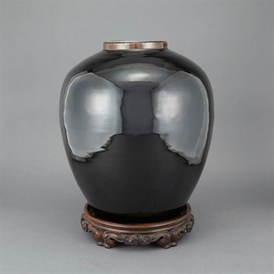 Lot 1458 - Chinese Black Glazed Porcelain Vase 19th...