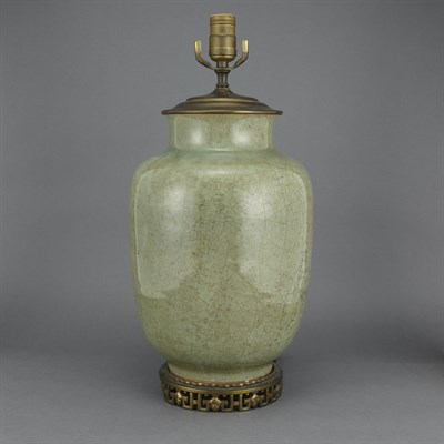 Lot 1283 - Chinese Celadon Glazed Porcelain Lamp Possibly...