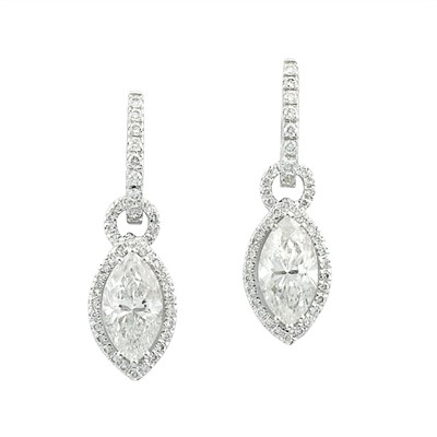 Lot 332 - Pair of White Gold and Diamond Pendant-Earrings