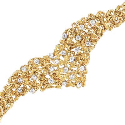 Lot 136 - Nugget Gold and Diamond Bracelet