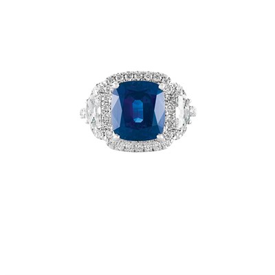 Lot 259 - White Gold, Sapphire and Diamond Ring
